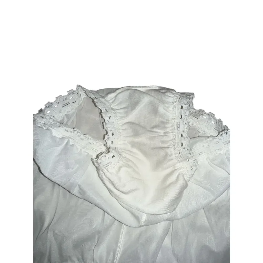 Vintage Olga Fashion Scoop Panties Set of 2 Size 6 White Nylon Lace Briefs 873